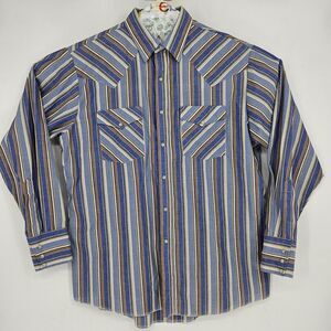 Express Rider Shirt Mens Large‎ Western Pearl Snap Striped Vintage Style Rodeo